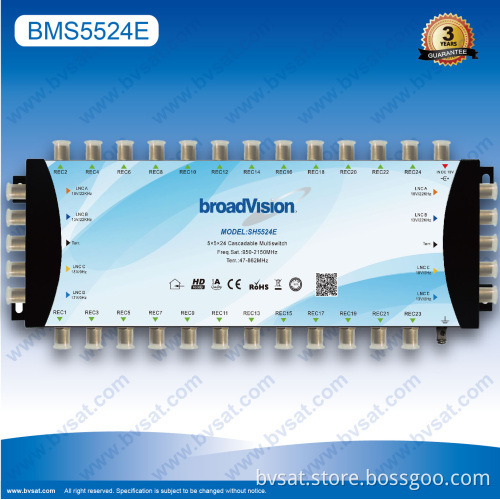 Factory Supply Dish Internet Satellite Tv Cascadable Multiswitch 5 In 24 Out